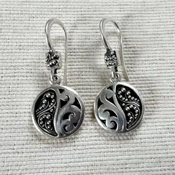 LOIS HILL Yin Yang Granulated Cutout Sterling Silver Oxidized Drop Earrings